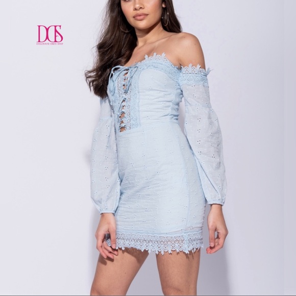 🔥 Sale‼️Layla - Baby Blue Corset Lace Party Dress - Picture 3 of 8